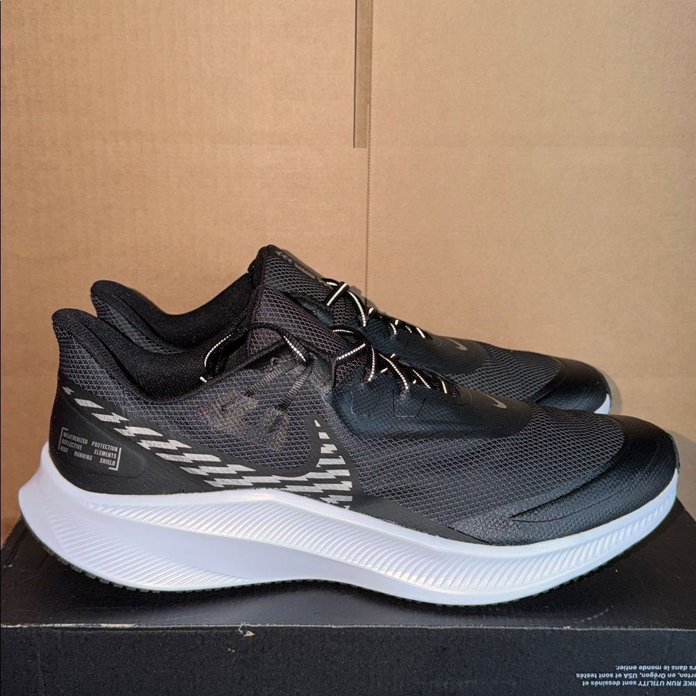 Nike Quest 3 Shield Black Metallic Silver CQ8894-001 Men’s Size 14